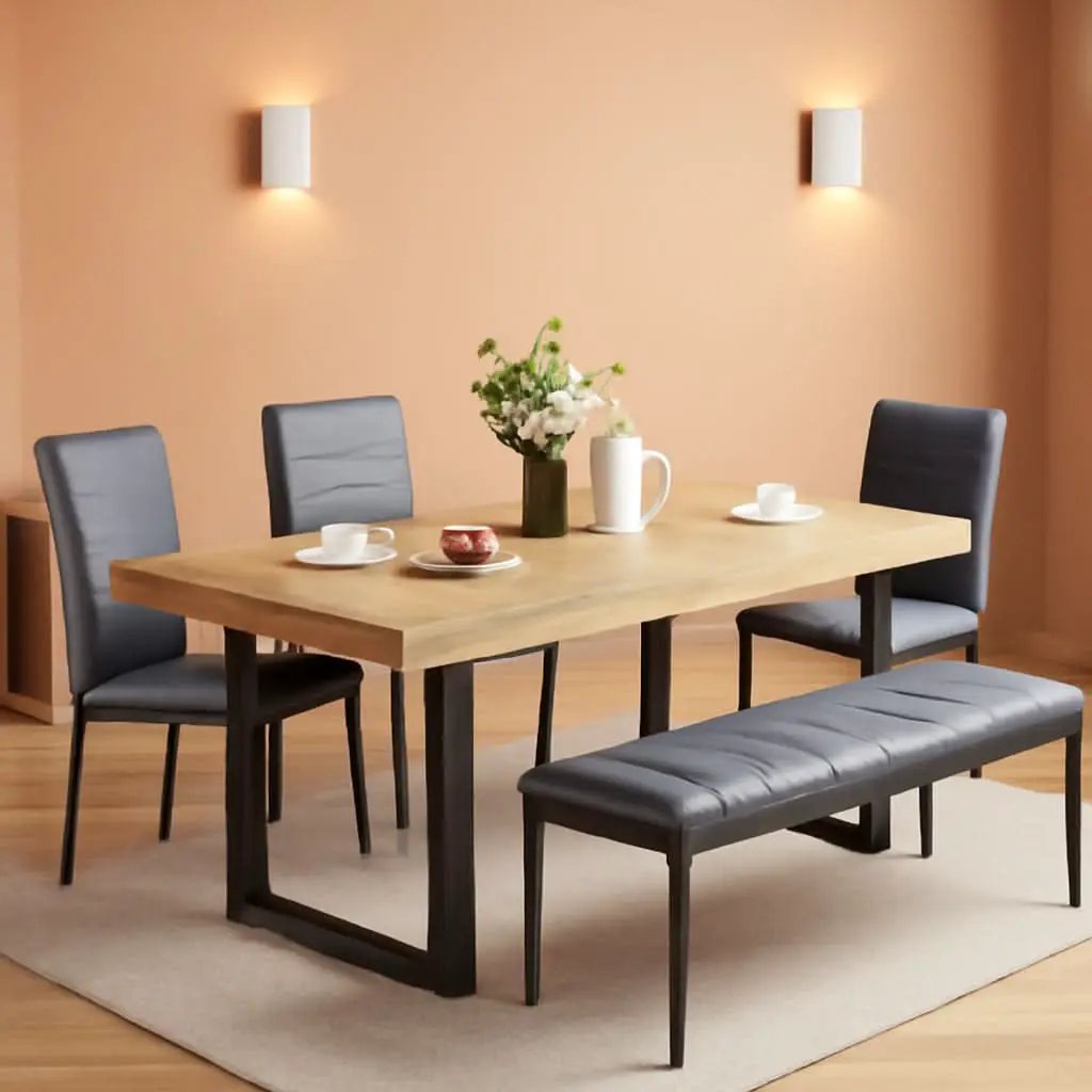 63-79 Inch Extendable Dining Table Rustic Oak Finish from PriceLows™