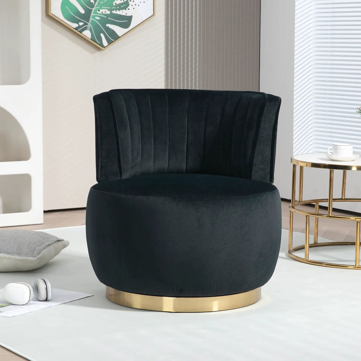 360 Degree Swivel Barrel Chair | Cuddle Accent Sofa Chair | Super Soft Fabric | Wrap-Around Barrel Back