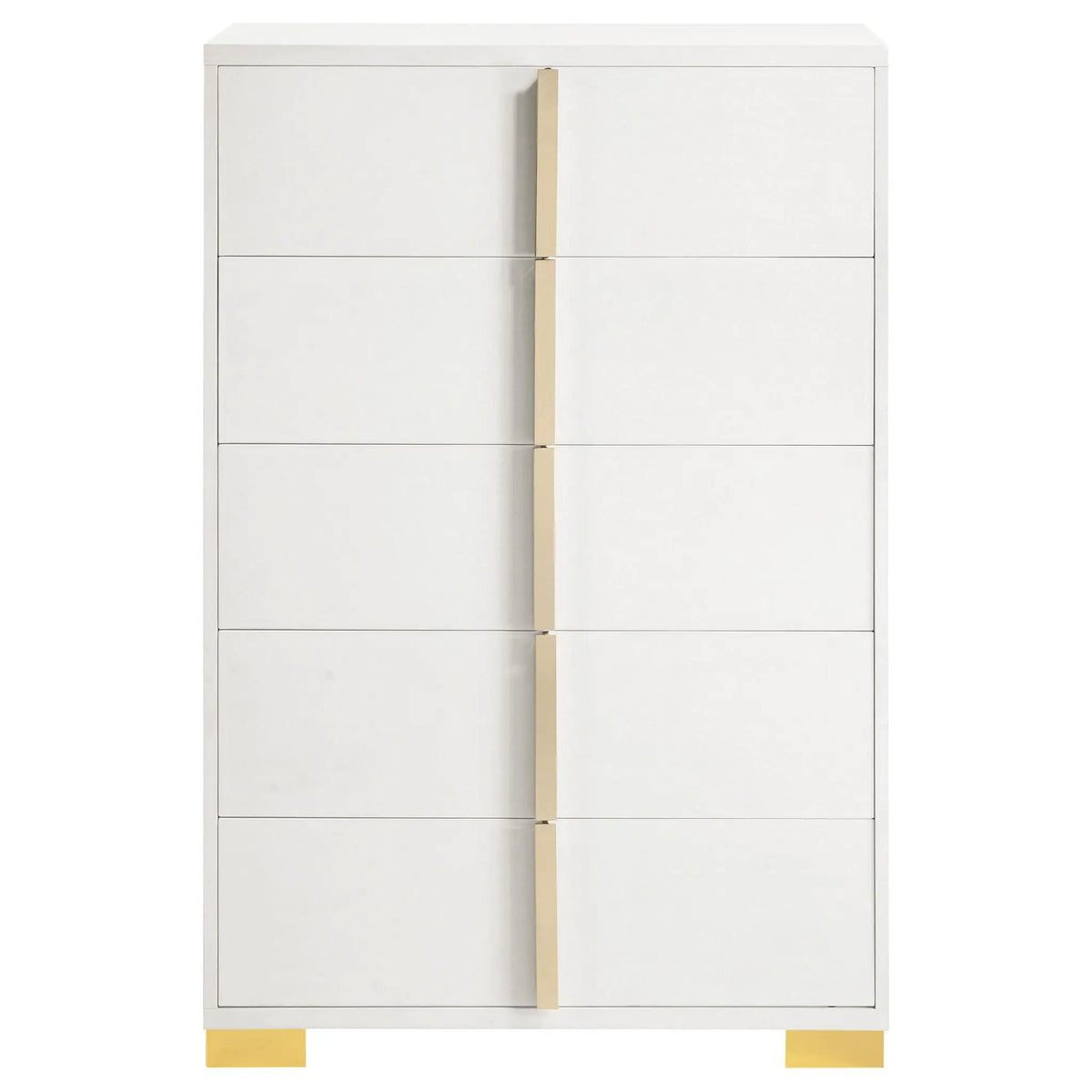 Marceline 5-drawer Bedroom Chest | 31.5 x 16.25 x 49.5 in | Engineered Wood & Metal | White