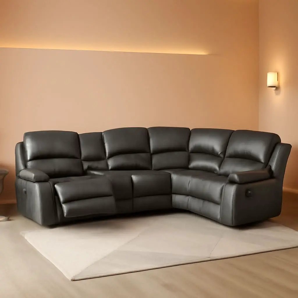 Bonded Leather Sectional Sofa Grey Power Reclining from PriceLows™