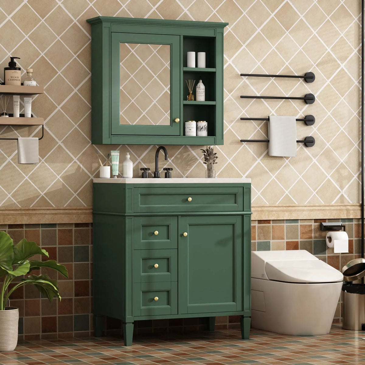 Bathroom Vanity With Medicine Cabinet | Royal Mirror Cabinet | Modern Storage | Unique Pattern Design