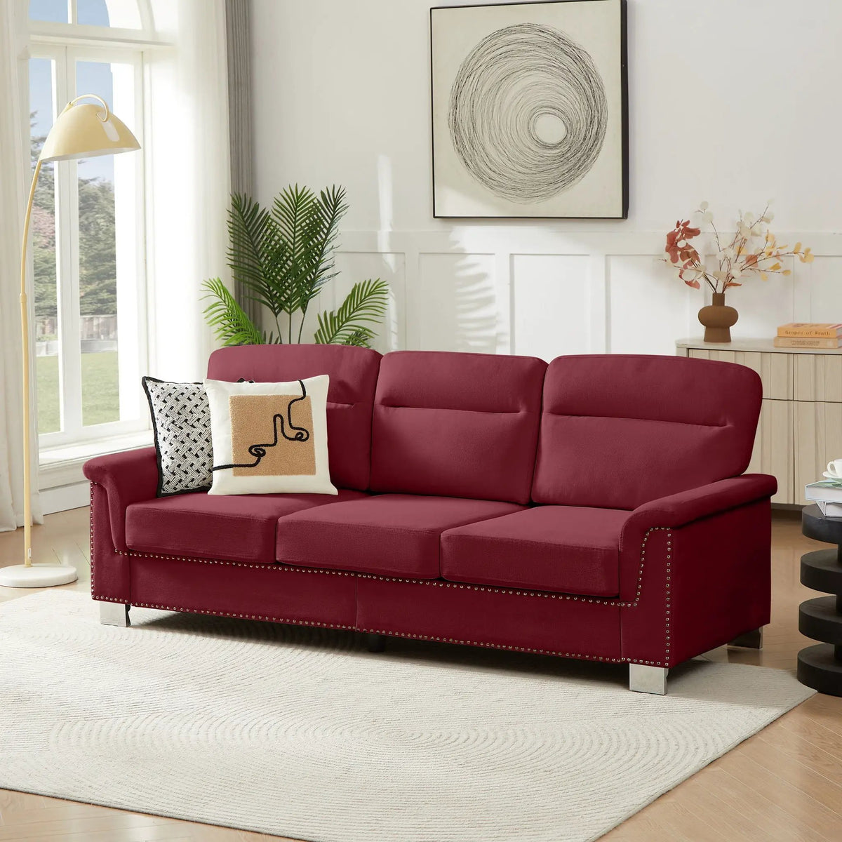 3 Seater Stationary Sofa | High-Density Foam And Spring Pack | 84.2 Inch Length | Solid Structure