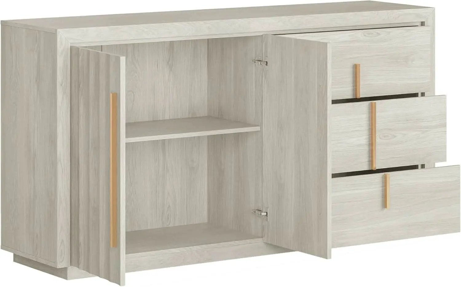 64 Inch Modern Industrial Sideboard Cabinet White Sand from PriceLows™