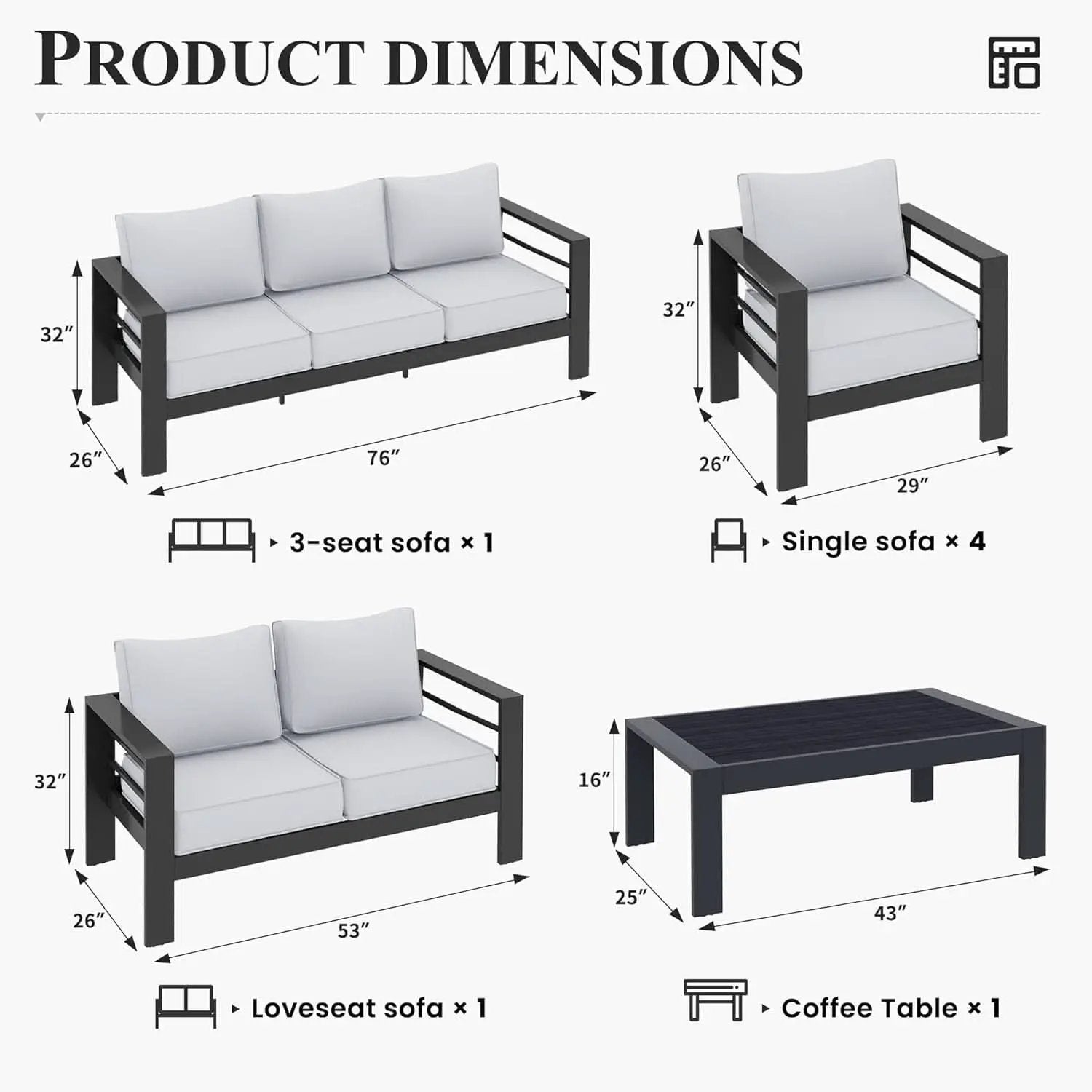 Aluminum Patio Set 10 Piece Waterproof Covers Gray from PriceLows™
