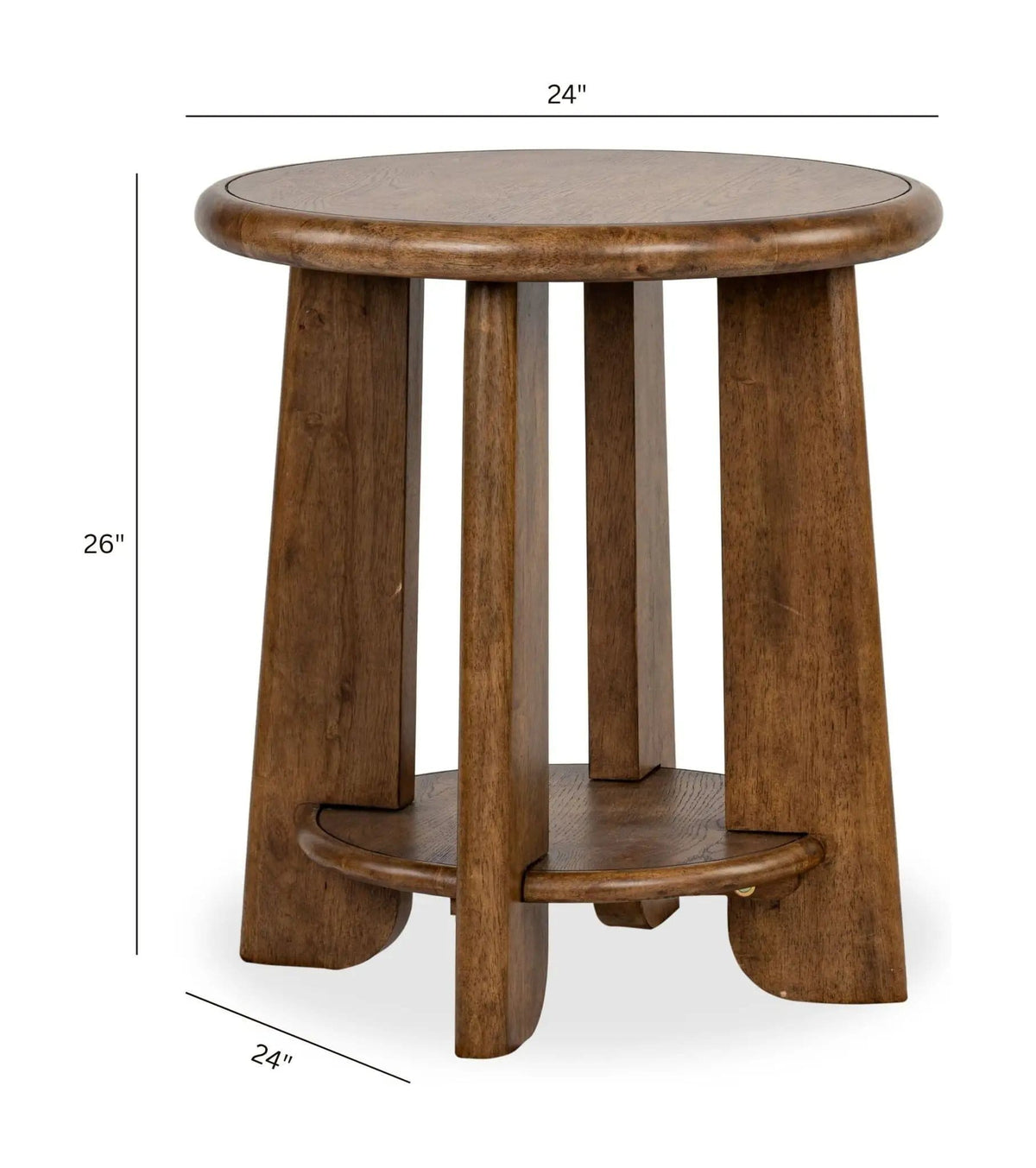 Tanner Round End Table | 24 x 24 x 26 in | Veneer & Wood | Tawny Brown