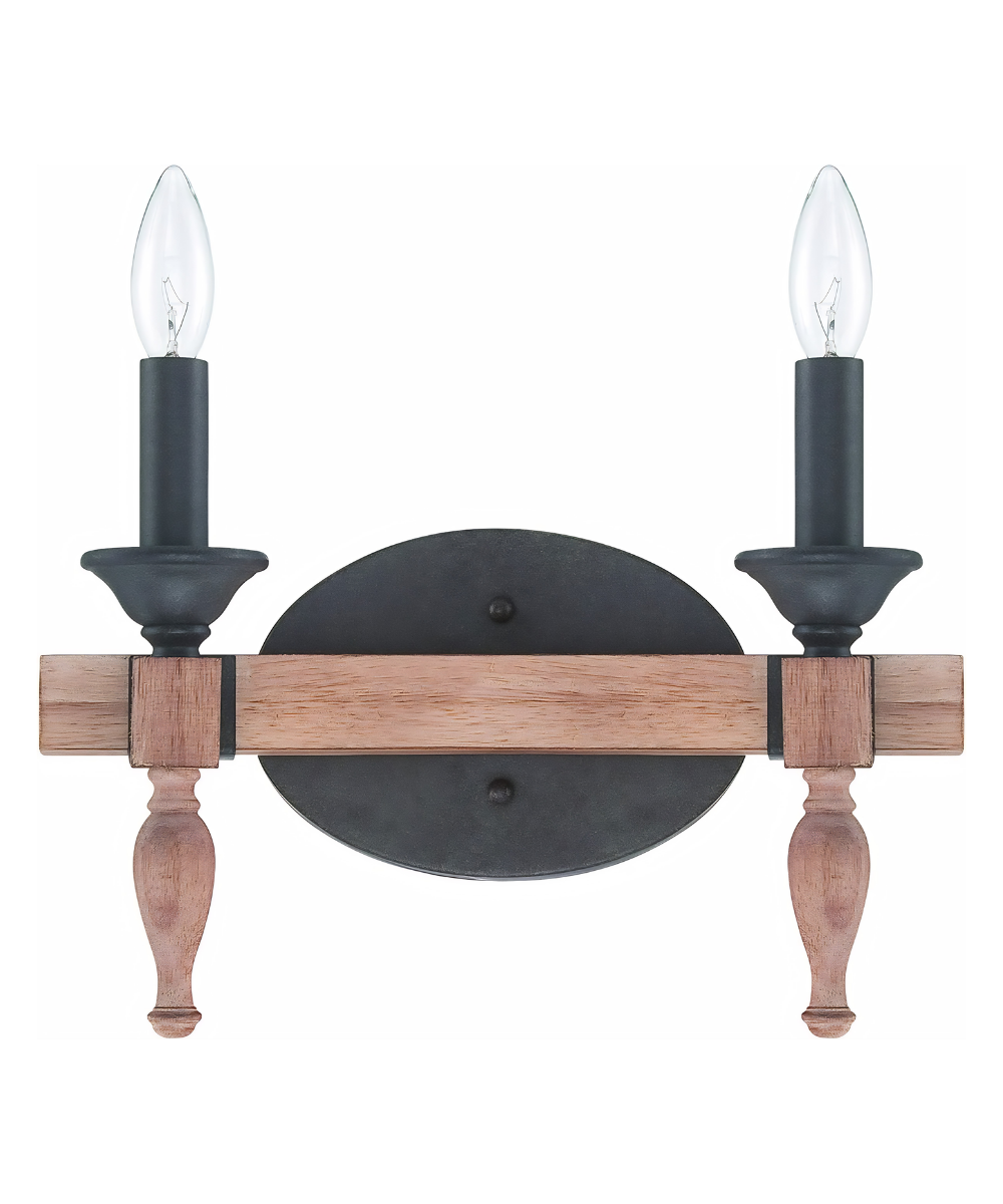 Bathroom Vanity Light | 2 Light | Aged Bronze | Distressed Oak