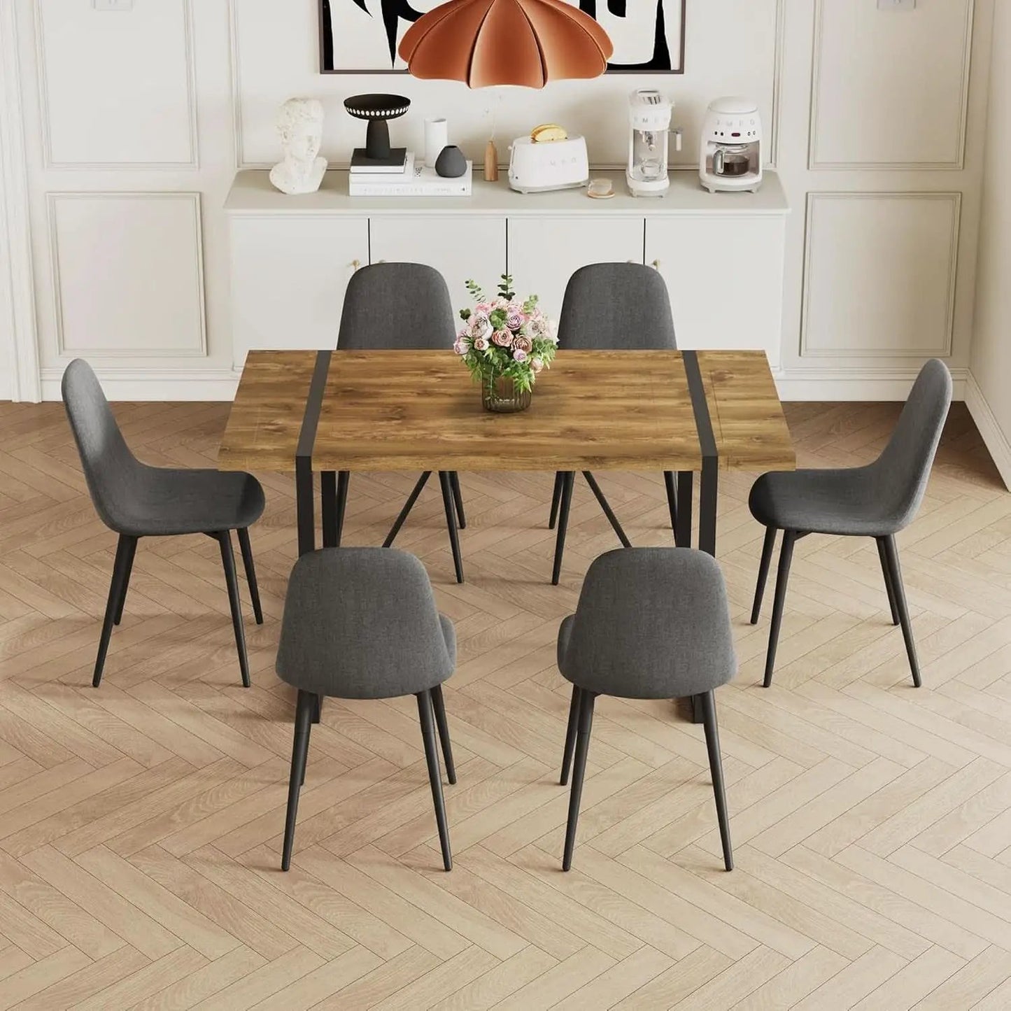 Executive Industrial Solid Walnut Dining Table Set from PriceLows™