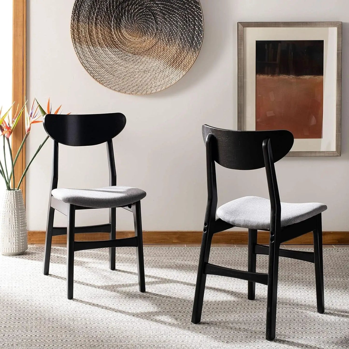 Home Lucca Retro Black And Grey Cushion Dining Chair Set 2 from PriceLows™