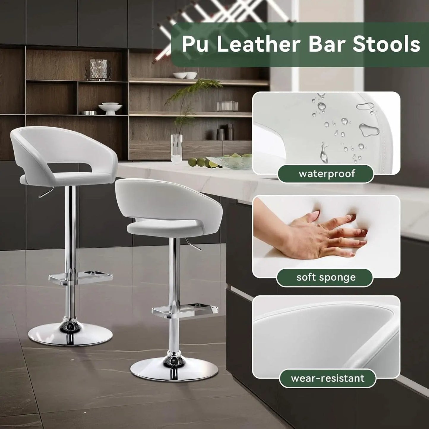 Adjustable Swivel Bar Stool with Arms and Footrest from PriceLows™