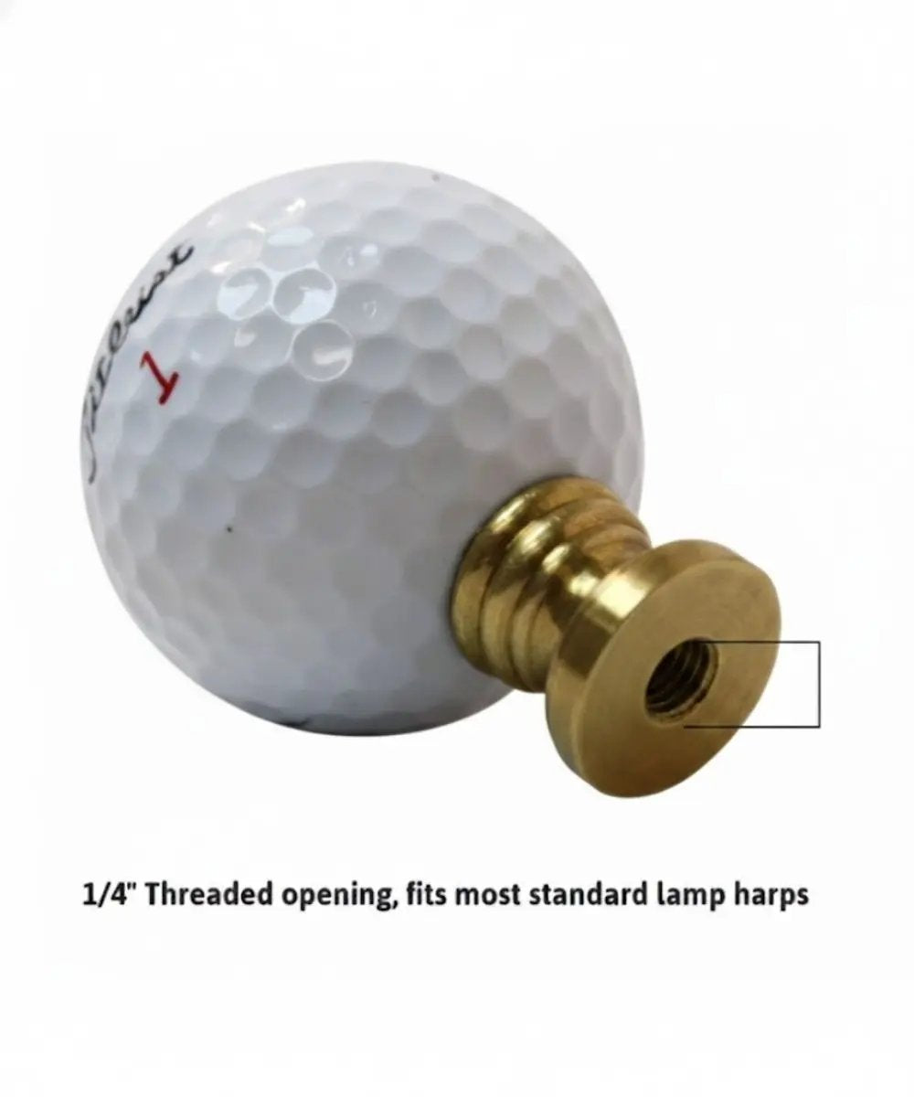 Lamp Finial | Golf Ball Design | Polished Brass Base | 2.25 Inch Height