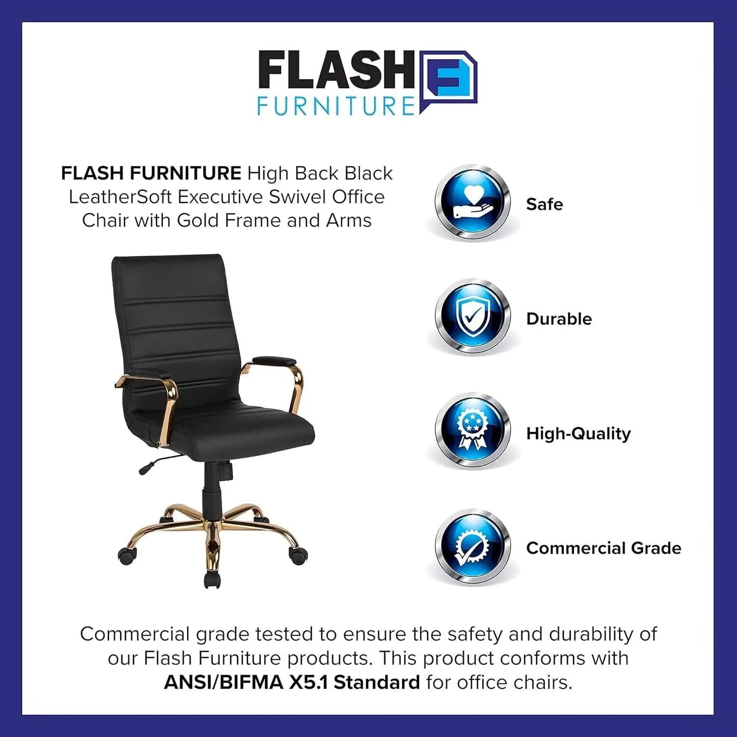 Whitney Black High Back Leathersoft Desk Chair Swivel from PriceLows™