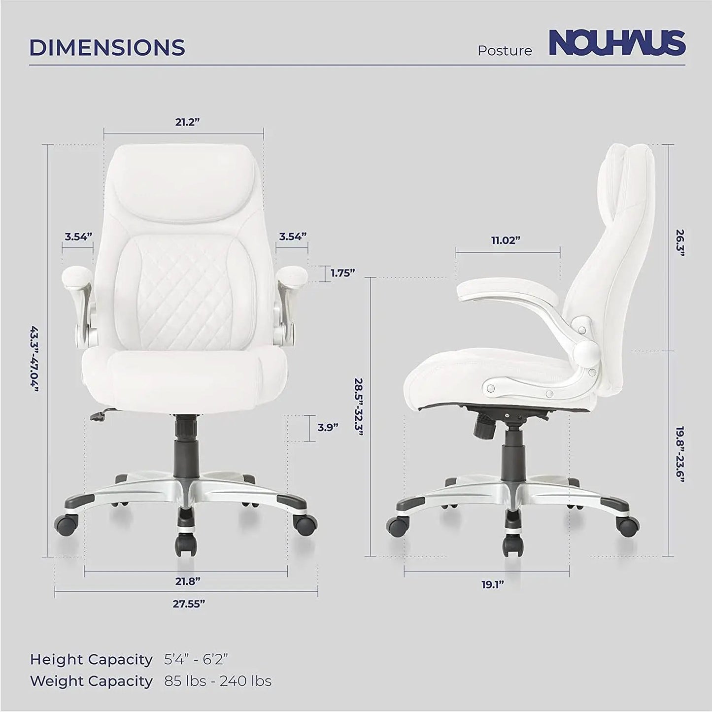 Nouhaus Ergonomic Office Chair With Lumbar Support And FlipAdjust Armrests from PriceLows™