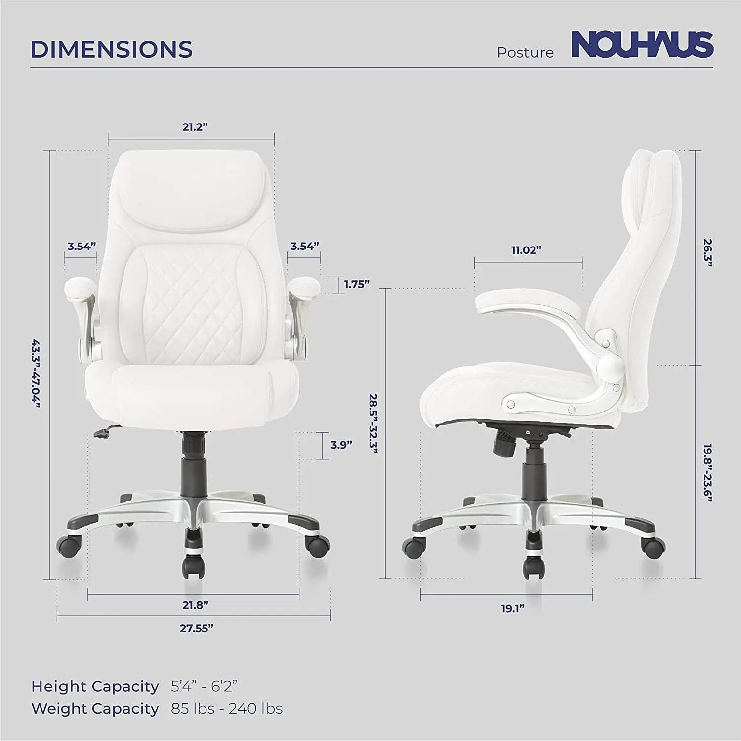 Nouhaus Ergonomic Office Chair With Lumbar Support And FlipAdjust Armrests from PriceLows™