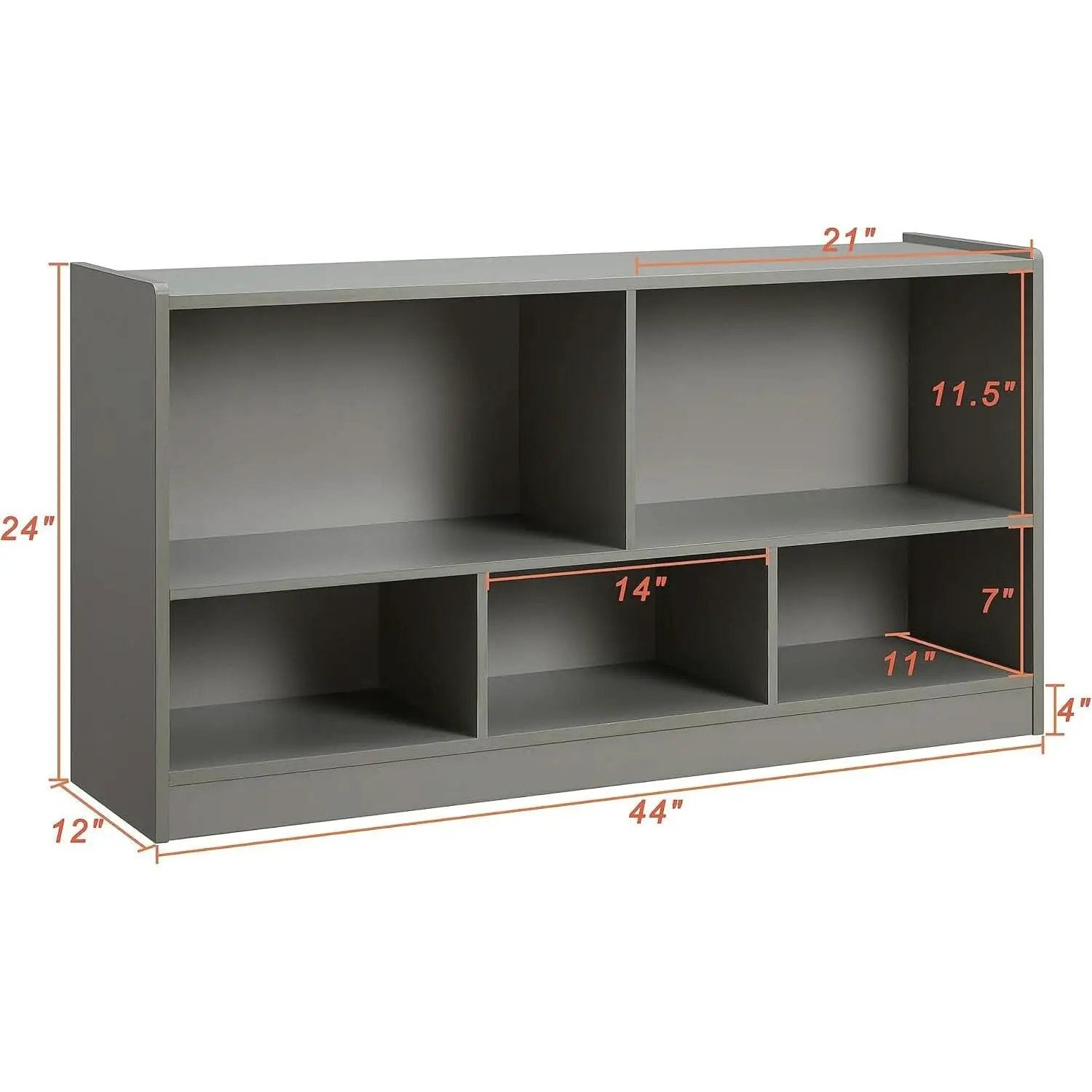 Grey 5 Section Toy Organizer And Bookshelf For Kids Storage from PriceLows™