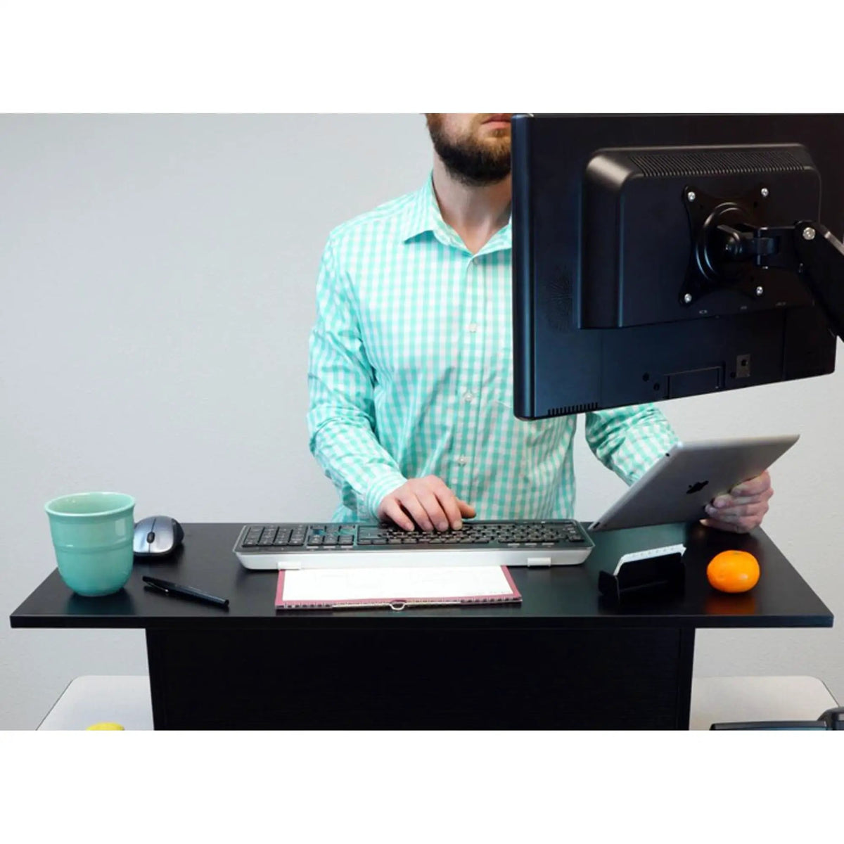 Portable Standing Desk | Adjustable Height | 12 Inch Width | Black Finish