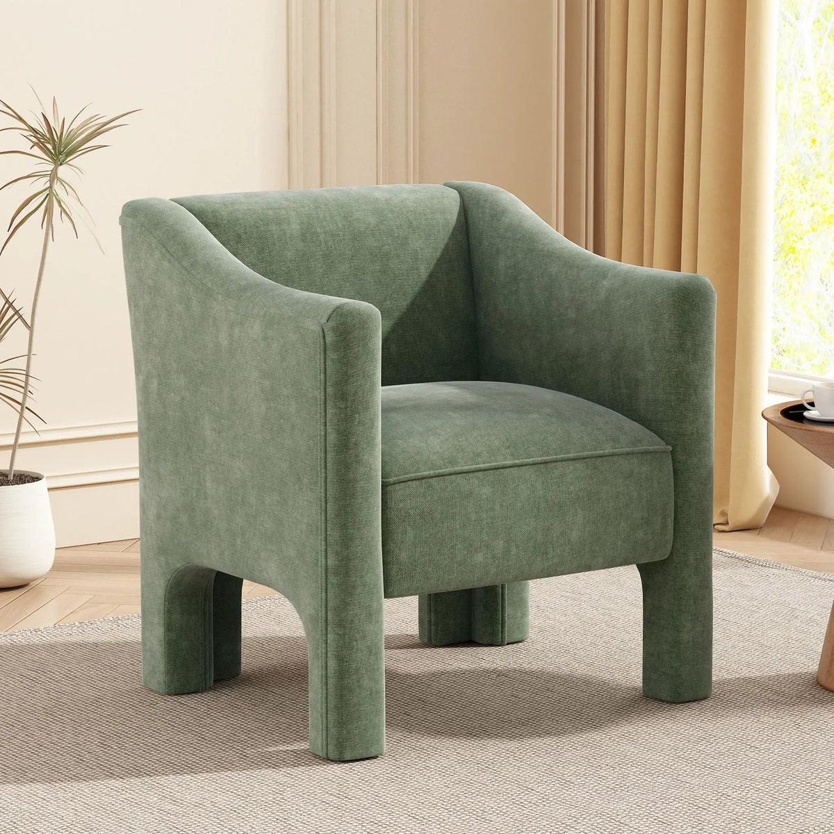 Barrel Accent Chair | Enclosed Wraparound Arms | Pill-Resistant Fabric | Ergonomic Support