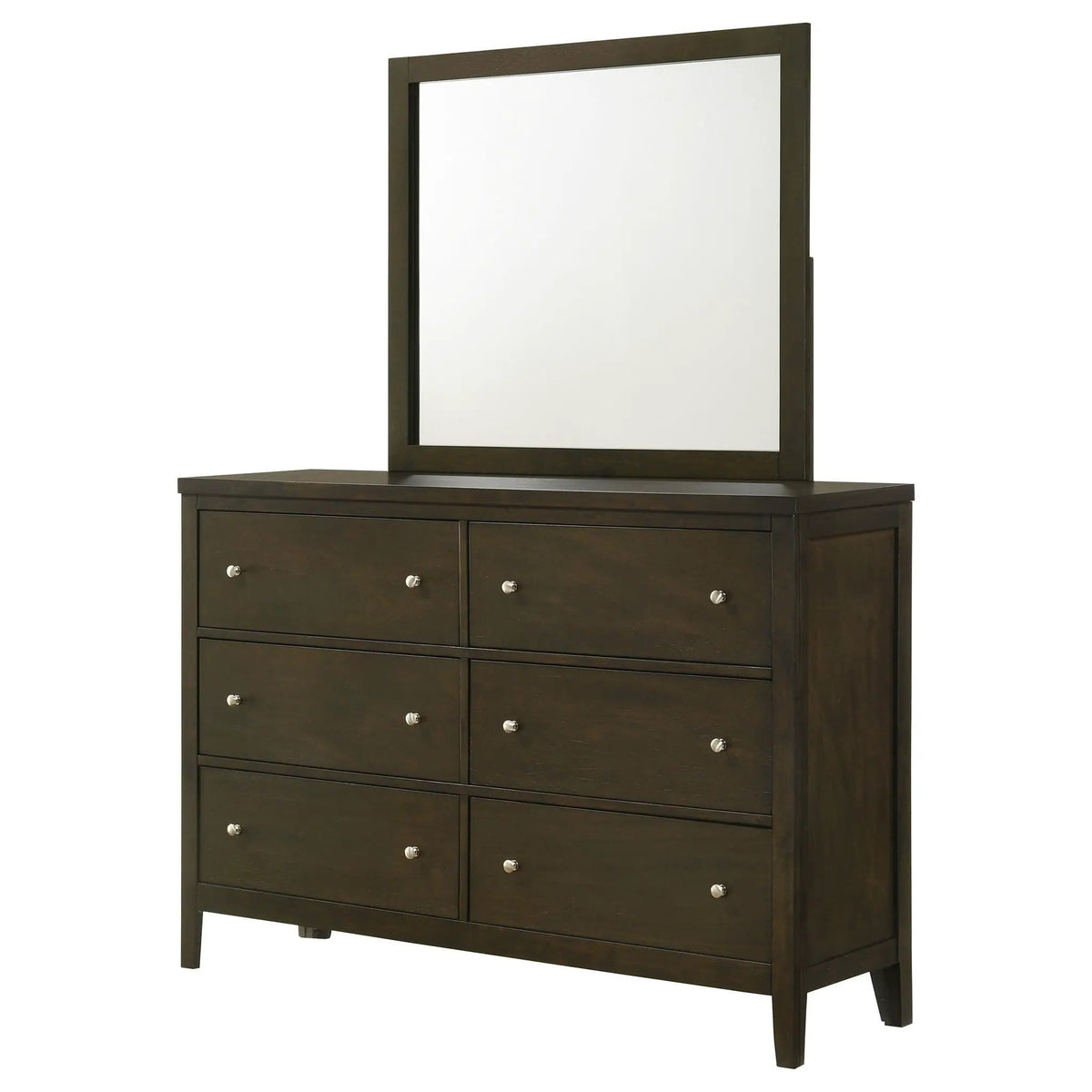 Wilkes 6-drawer Dresser and Mirror Dark Cocoa | 56.25 x 15.25 x 72.25 in | Metal | Bedroom