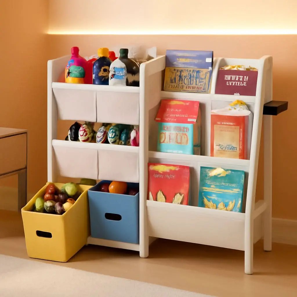 Kids Bookshelf Toy Storage Organizer With 6 Toy Bins from PriceLows™
