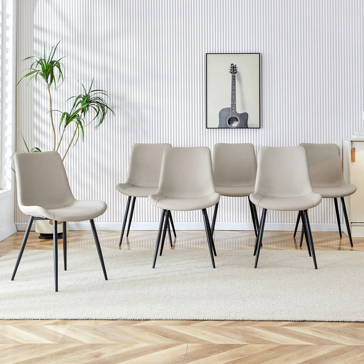 Modern Medieval Style Restaurant Cushioned Chairs With Suede Backrests Chair Set | 3 Pieces | Fabric & Metal | Dining Room