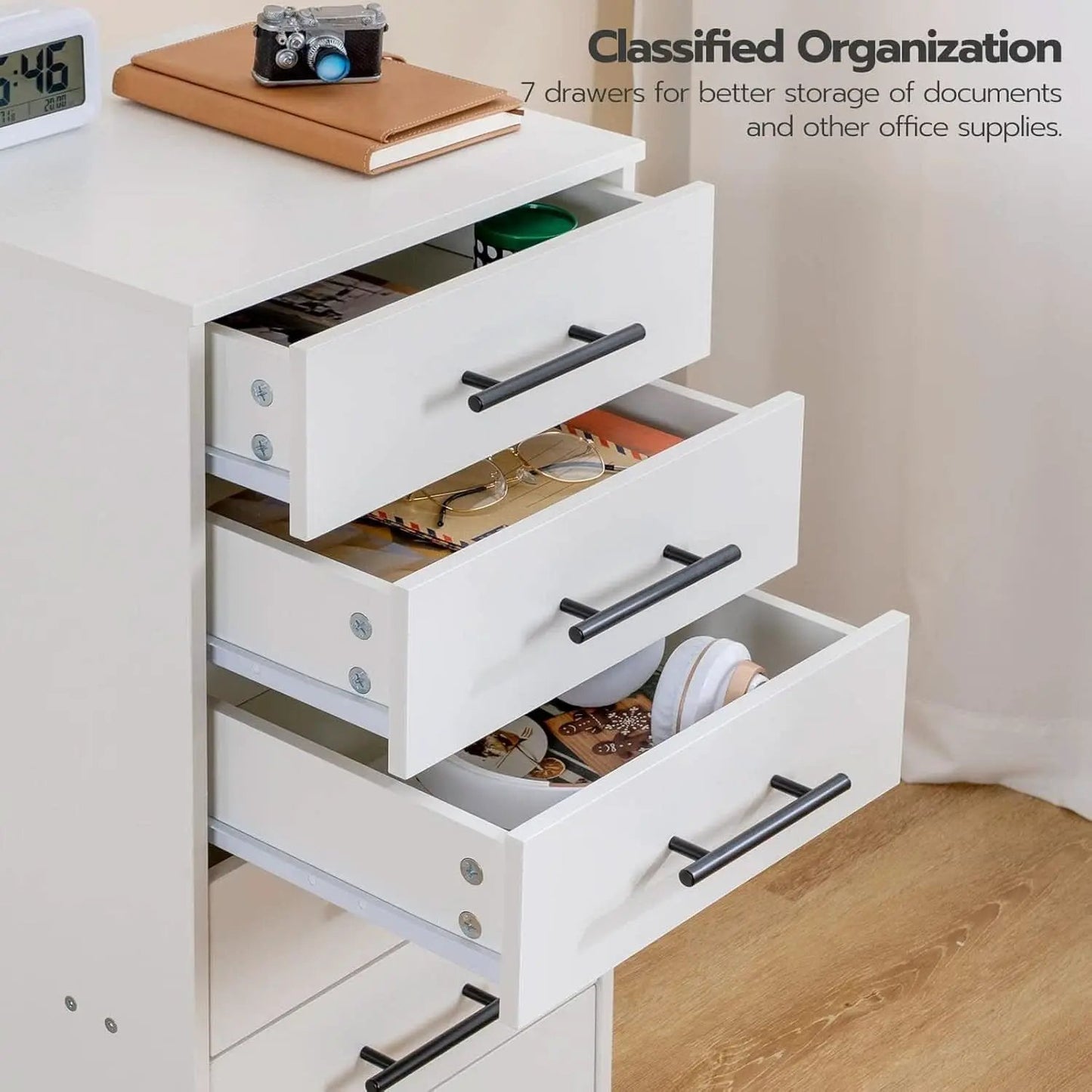 White 7 Drawer File Cabinet Storage For Home Office from PriceLows™