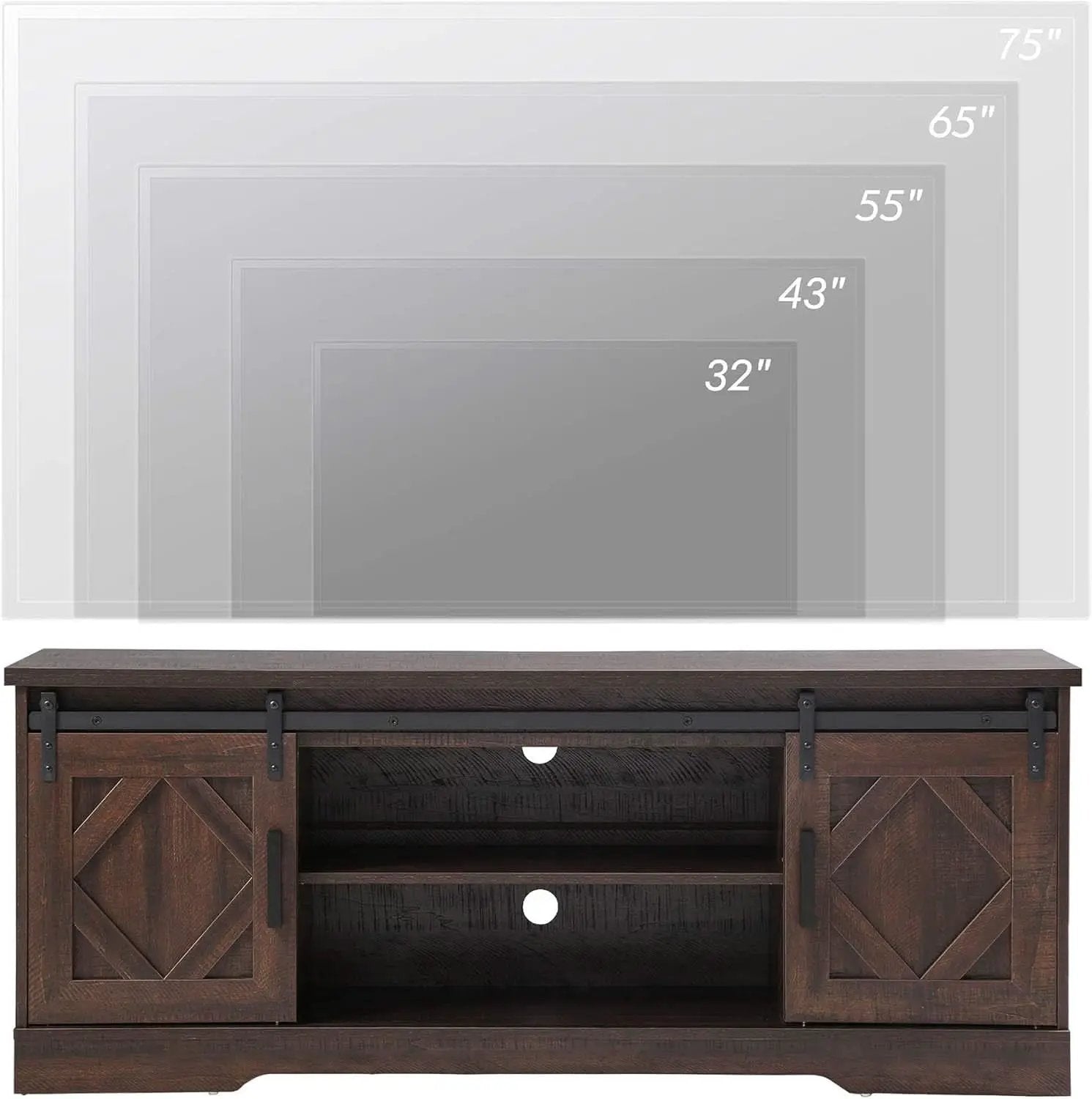 Rustic Sliding Barn Door TV Stand For 65 Inch TVs Console from PriceLows™