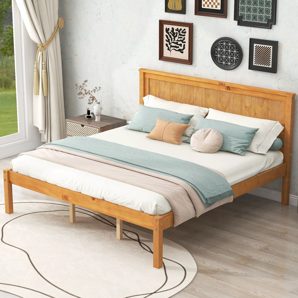 Platform Bed Frame With Headboard | Espresso Finish | Durable Pine Wood