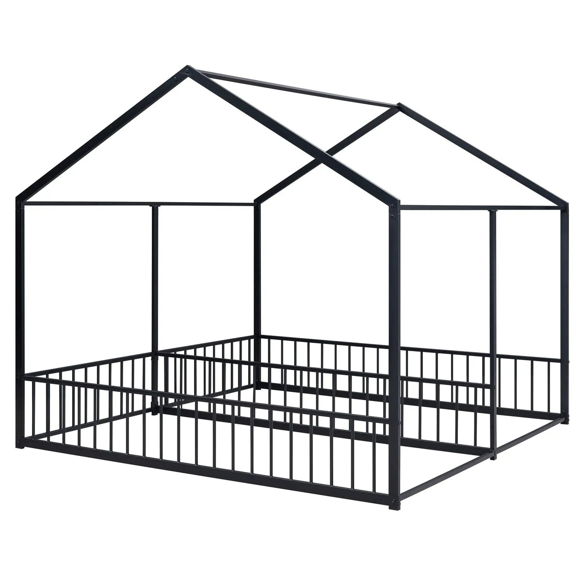 House Platform Bed | Solid Steel Frame | Twin Shared Bunks | Built In Guards
