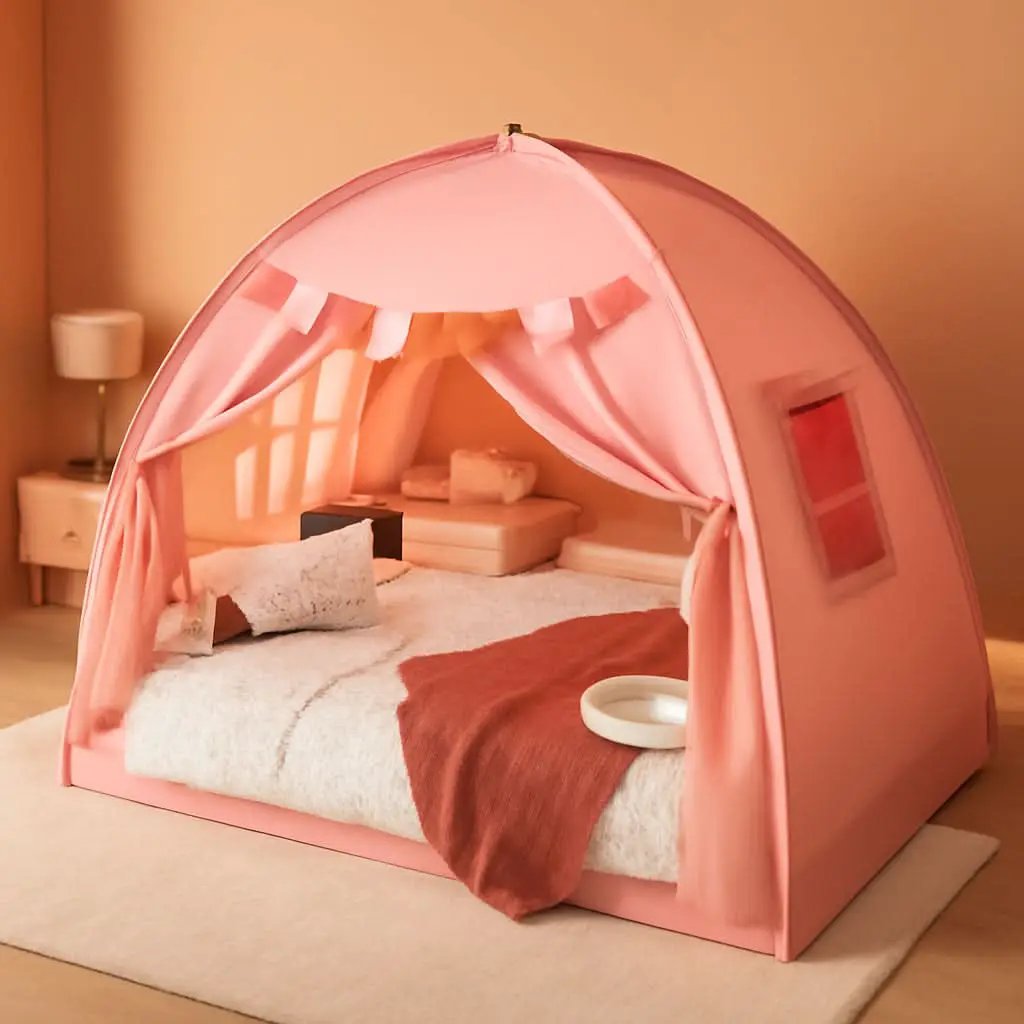Pink Full Size Canopy Tent Dual Door Access Blackout Fabric from PriceLows™