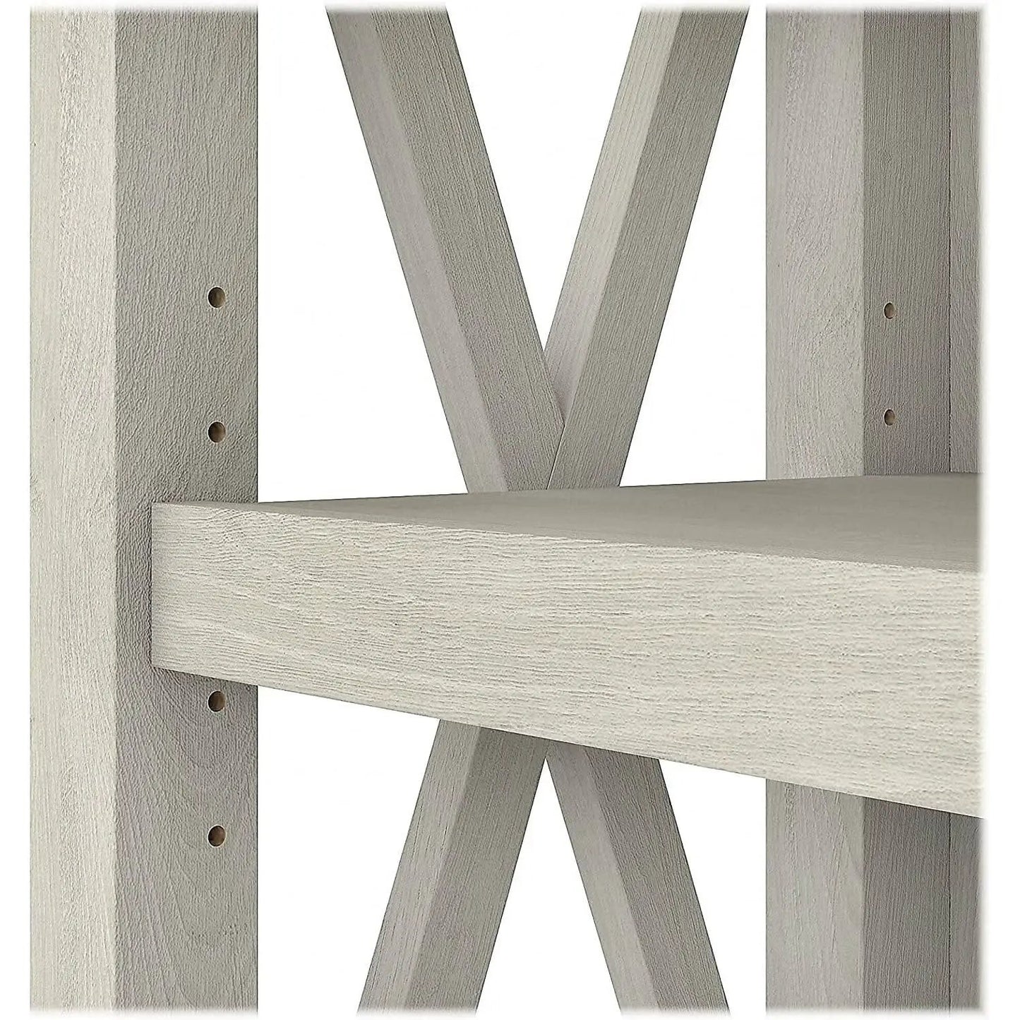 Linen White Oak 5 Shelf Bookcase Set 2 Tall 66H 32W 13D from PriceLows™