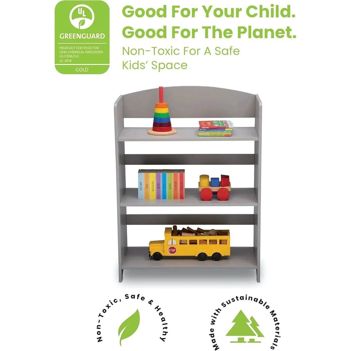 Mysize Grey Bookshelf Greenguard Gold Certified 33 Inch from PriceLows™