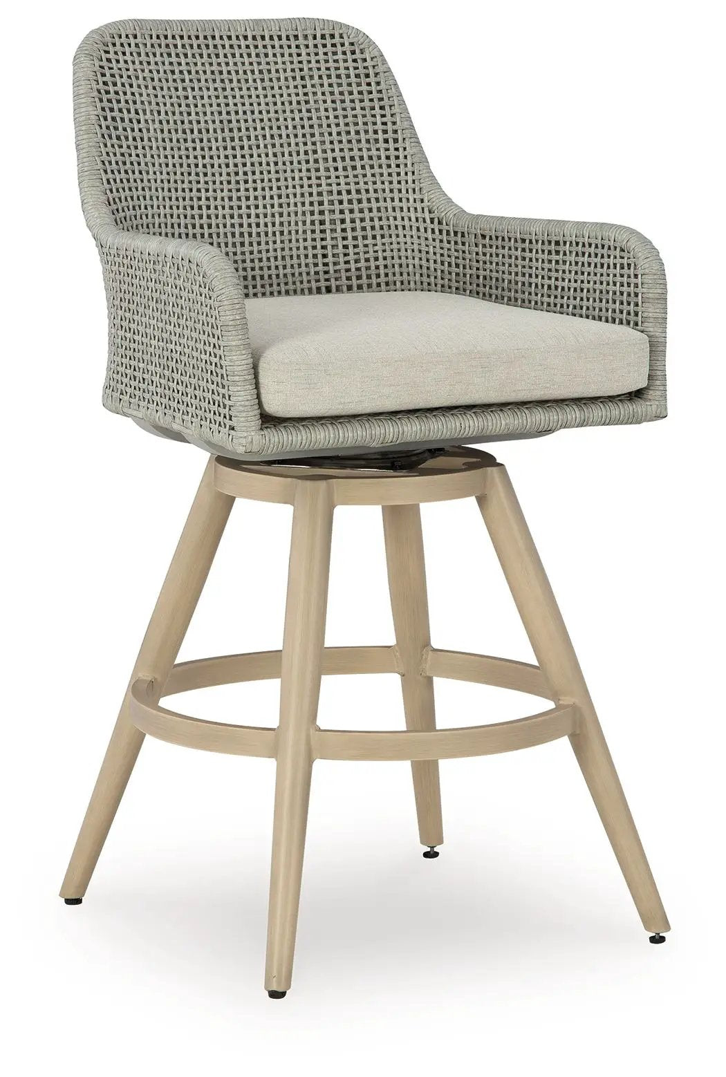 Seton Creek Barstool With Cushion (Set of 2) | 24.75 x 25 x 46 in | Polyester & Fabric | Beige / Gray