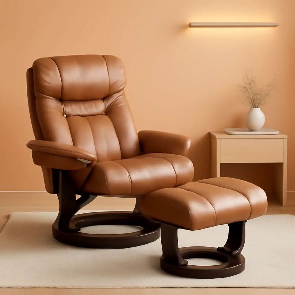 Leathersoft Recliner With Ottoman Palimino Swivel from PriceLows™