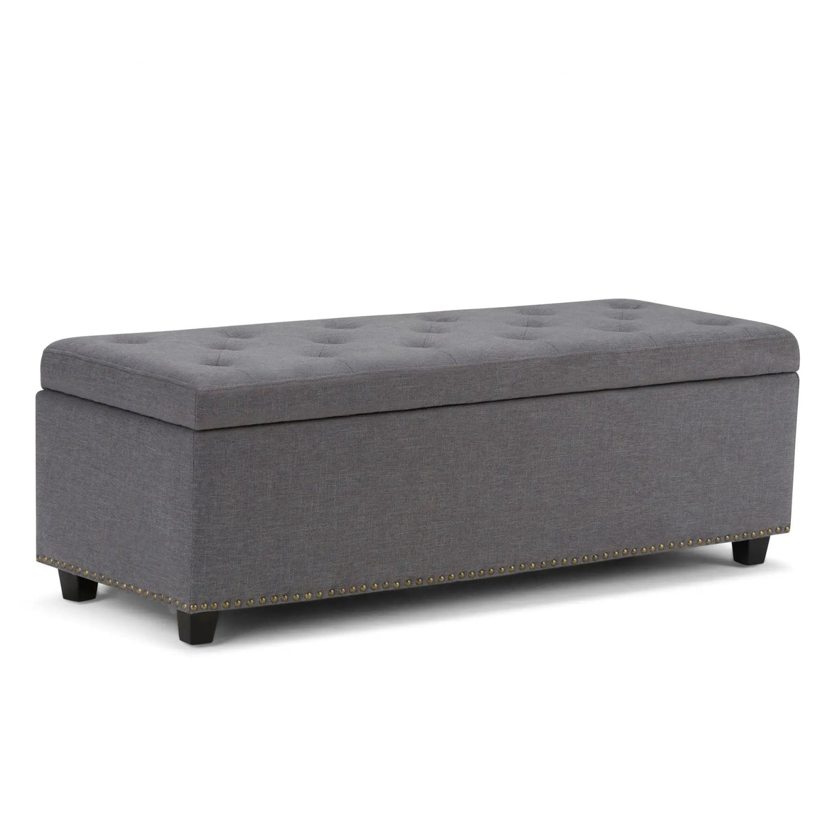 Hamilton Upholstered Storage Ottoman | Child Safety Hinge | Large Interior Storage | 47.6 Inch Length