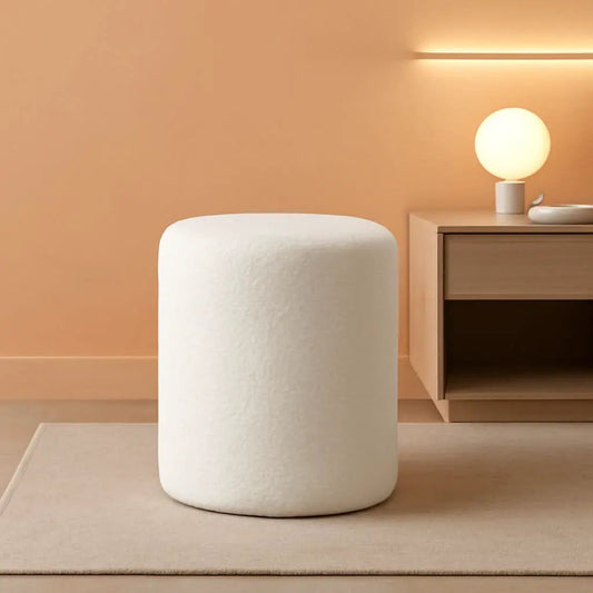 Round Velveteen Upholstered Ottoman With Padded Seat from PriceLows™