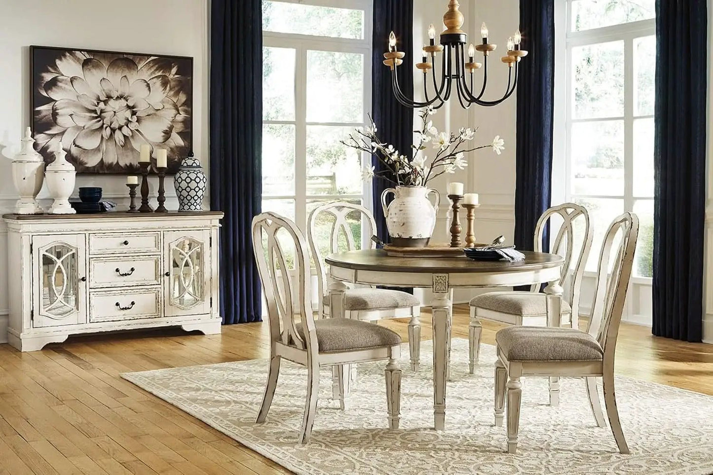 Realyn French Ribbon Back Dining Chairs Chipped White from PriceLows™