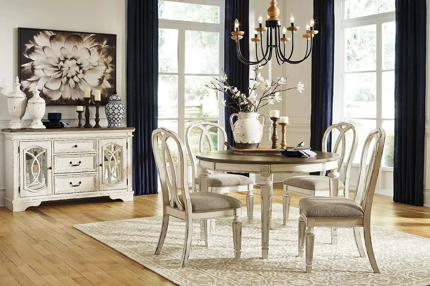 Realyn French Ribbon Back Dining Chairs Chipped White from PriceLows™