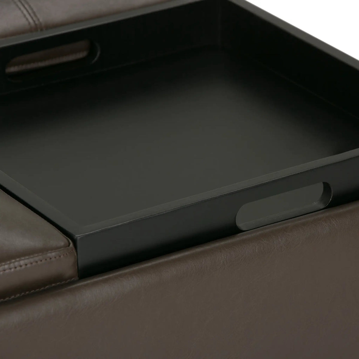 Avalon Square Storage Ottoman | Coffee Table Design | Four Flip Over Serving Trays | 35 Inch Width