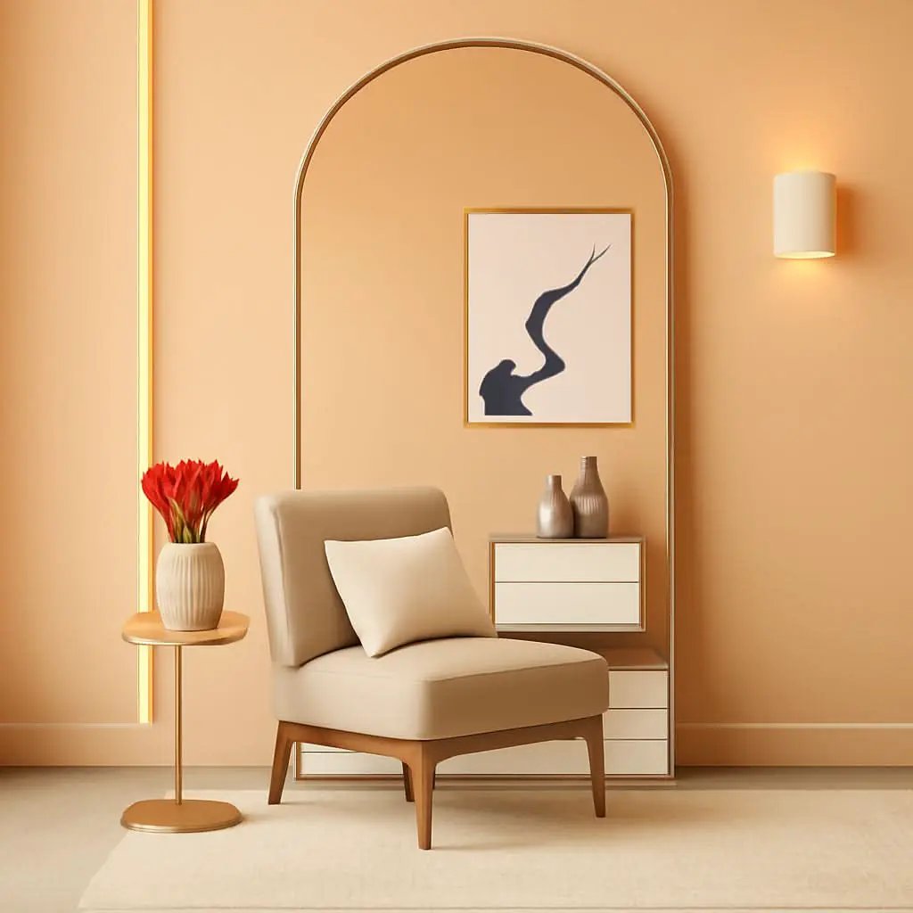 Arched Full Length Mirror 71x32 Inches Gold Aluminum Floor from PriceLows™