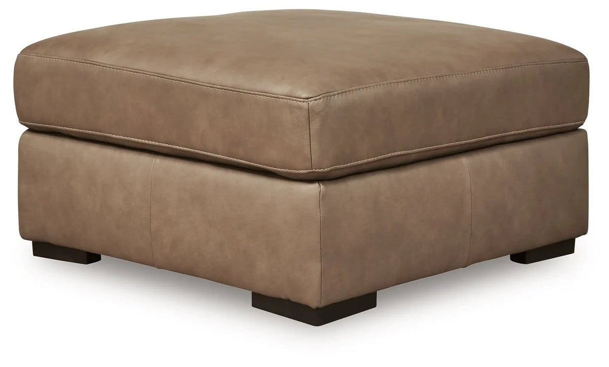Veronella Oversized Accent Ottoman | 37 x 37 x 19 in | Faux Leather & Wood | Sahara