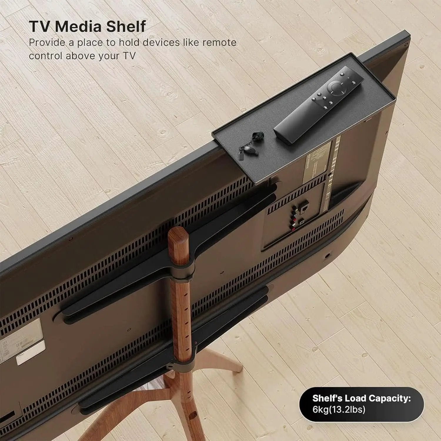 Wood Easel TV Stand For 45 To 65 Inch TVs Walnut Floor from PriceLows™