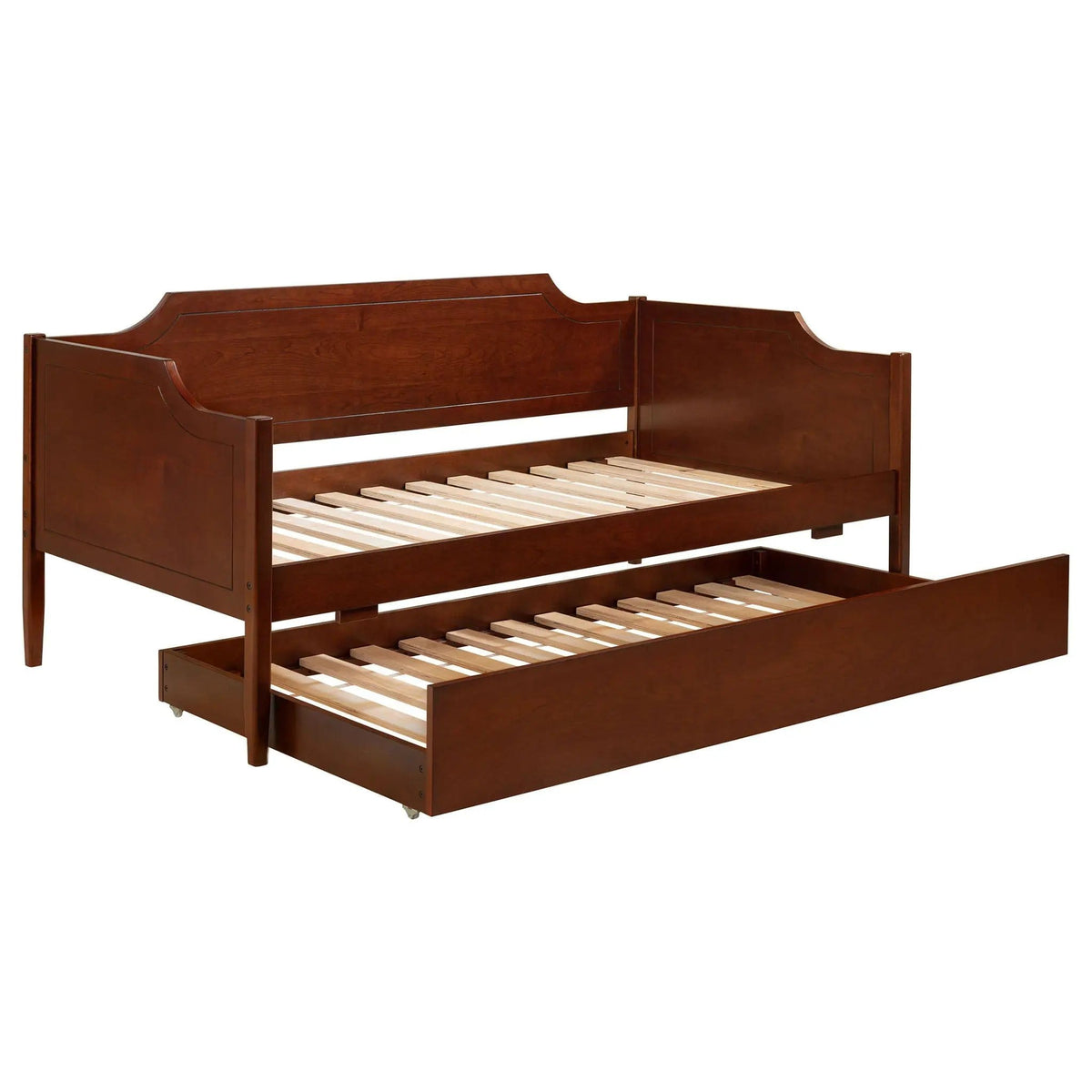 Redding Wood Twin Daybed With Trundle | 81 x 42 x 37 in | Rubberwood & Mdf | Cherry