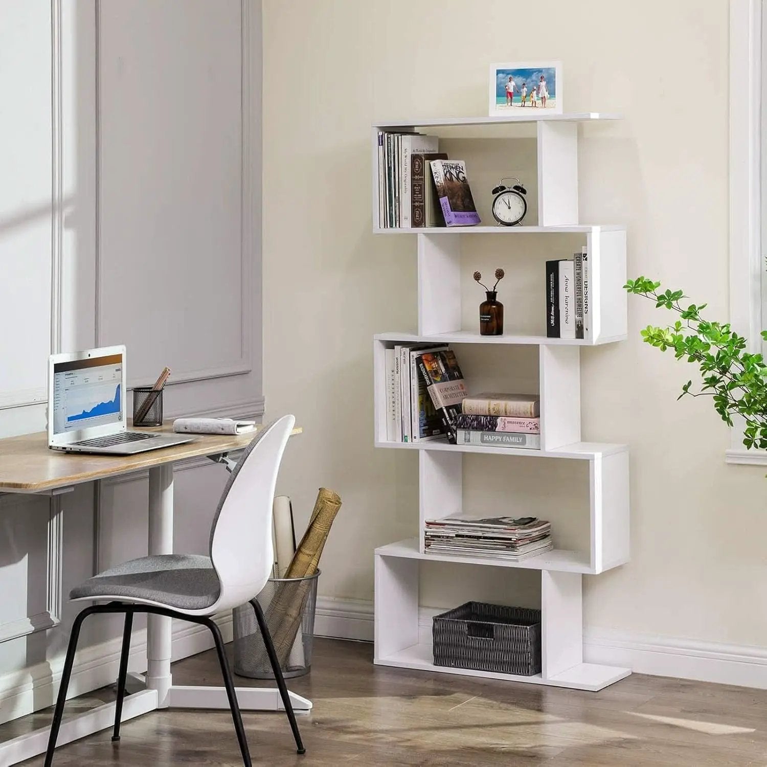 Tree Shaped Bookcase Freestanding White 13 Shelves Storage from PriceLows™