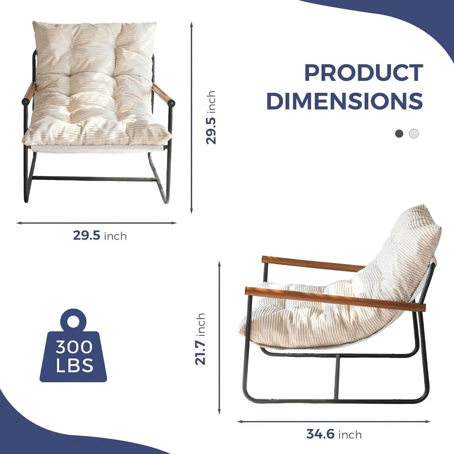 Beige Upholstered Contemporary Accent Chair With Armrests from PriceLows™