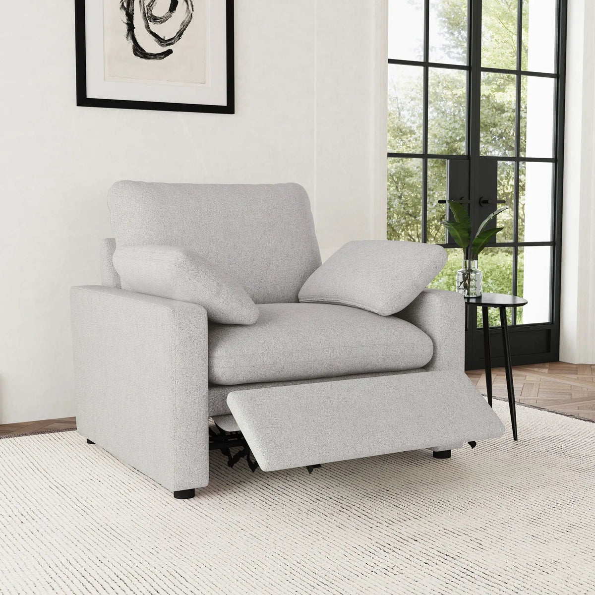 Collins Upholstered Power Recliner Chair | 42 x 40 x 38 in | Engineered Wood & Fabric | Grey