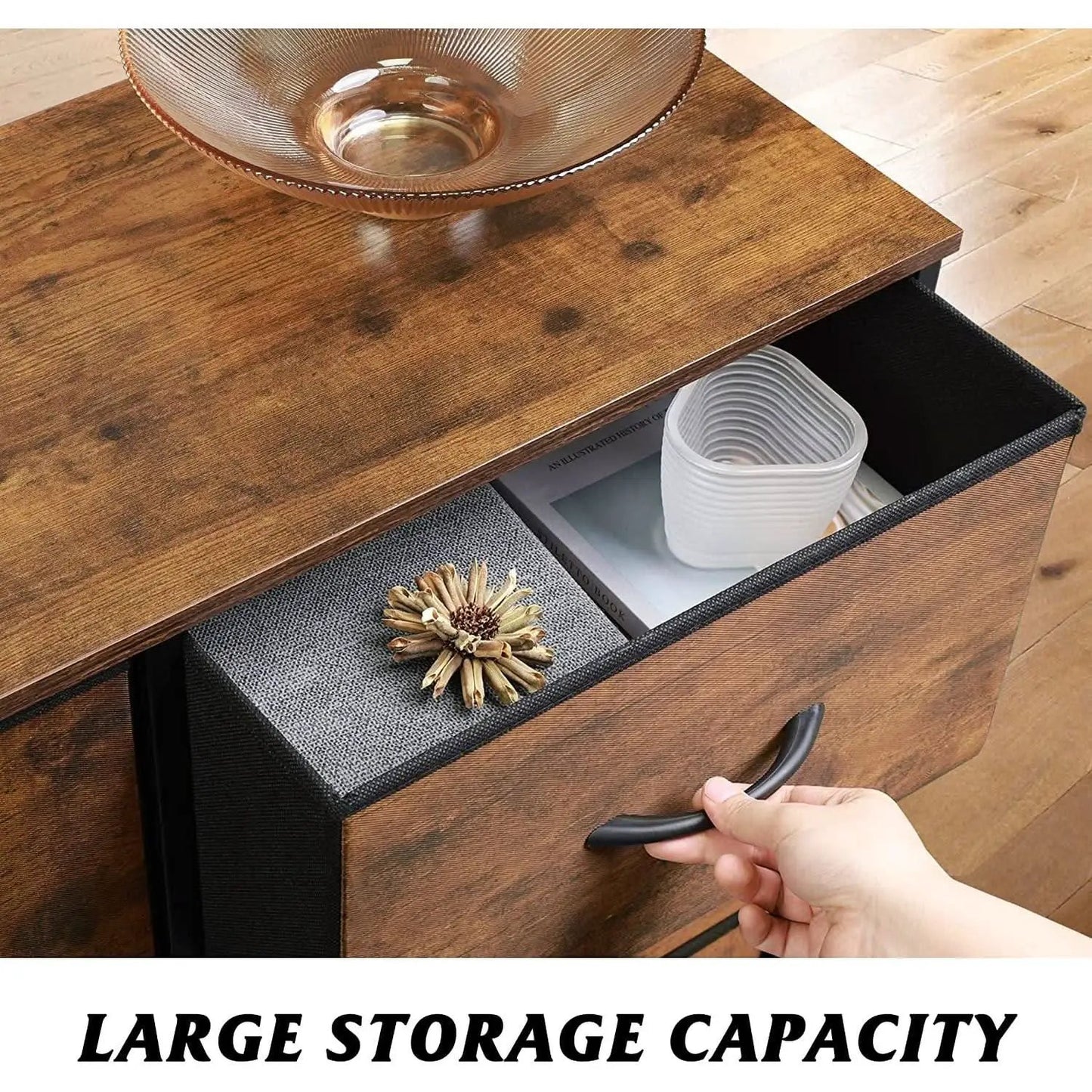 Tall Rustic Brown Dresser With 10 Deep Drawers For Bedroom from PriceLows™