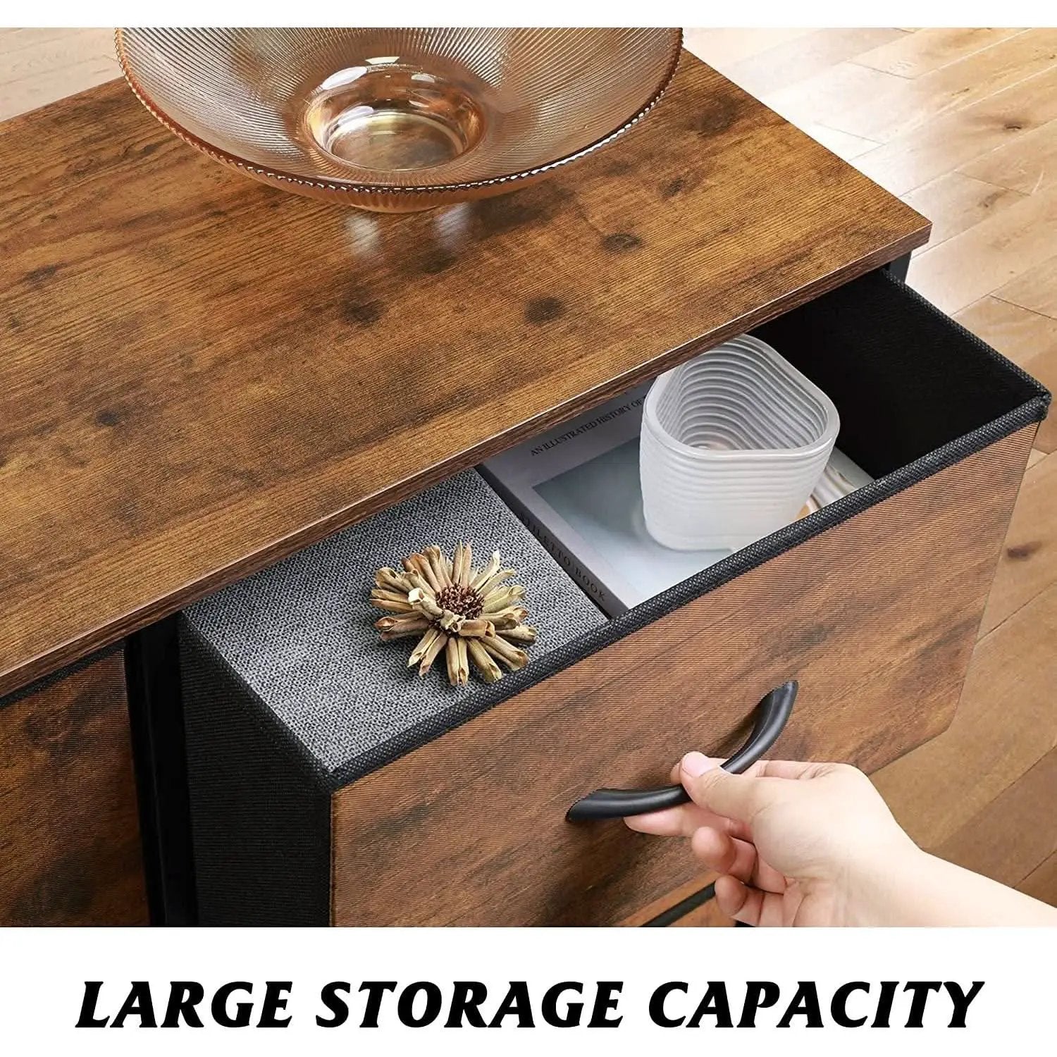 Tall Rustic Brown Dresser With 10 Deep Drawers For Bedroom from PriceLows™