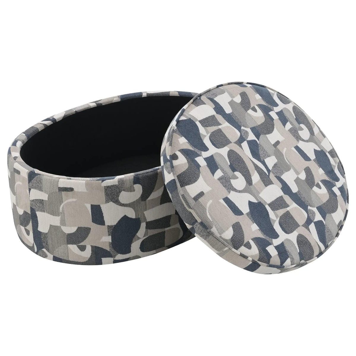 Tomkins Oval Upholstered Storage Ottoman Indigo | 39.25 x 27.5 x 16.5 in | Living Room Furniture | Blue