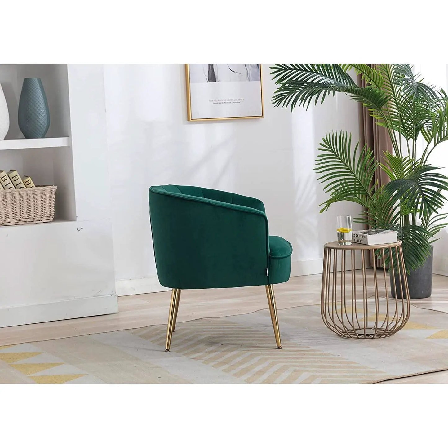 Green Velvet Accent Chair With Gold Legs For Living Room Furniture from PriceLows™