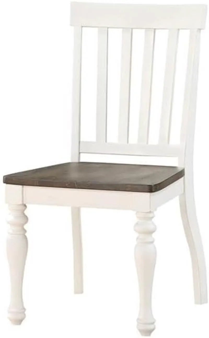 Dining Chair Set of 2 Two Tone Ivory Charcoal Slat Back from PriceLows™