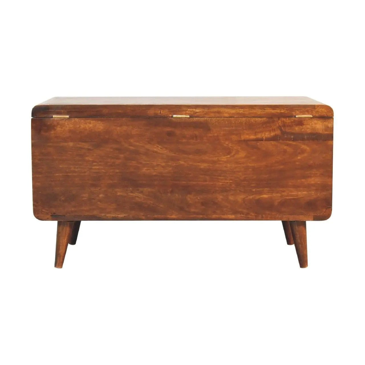 Curved Blanket Box Chestnut Storage Trunk | 35.43 x 17.72 x 19.69 in | Mango Wood | Home